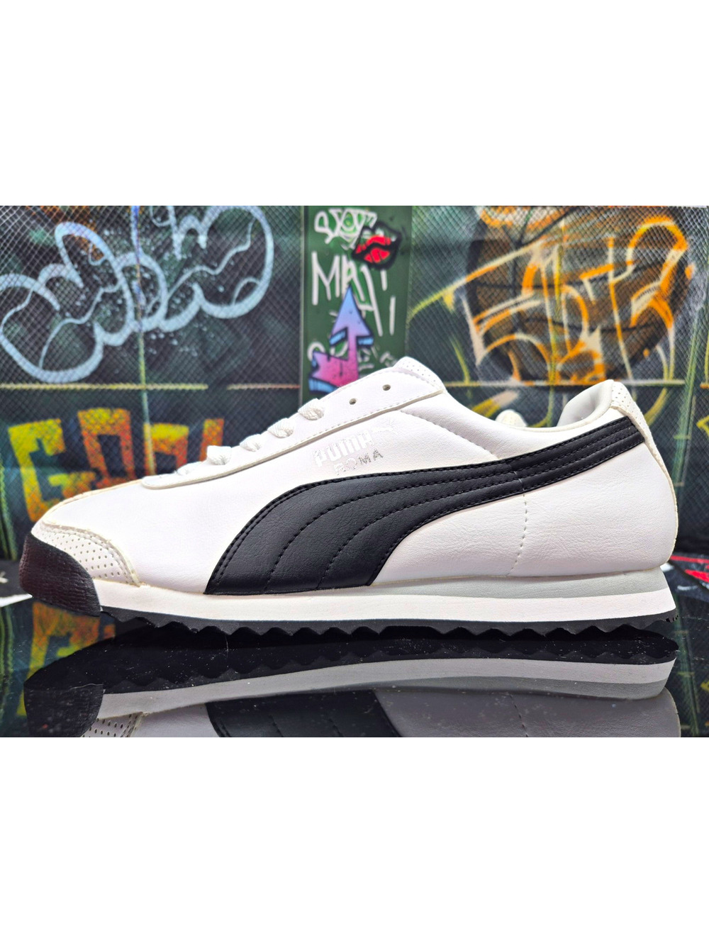 PUMA Roma PSO Men’s "2011" White/Black Leather Lace-Up Sneaker US 10.5 353361-03